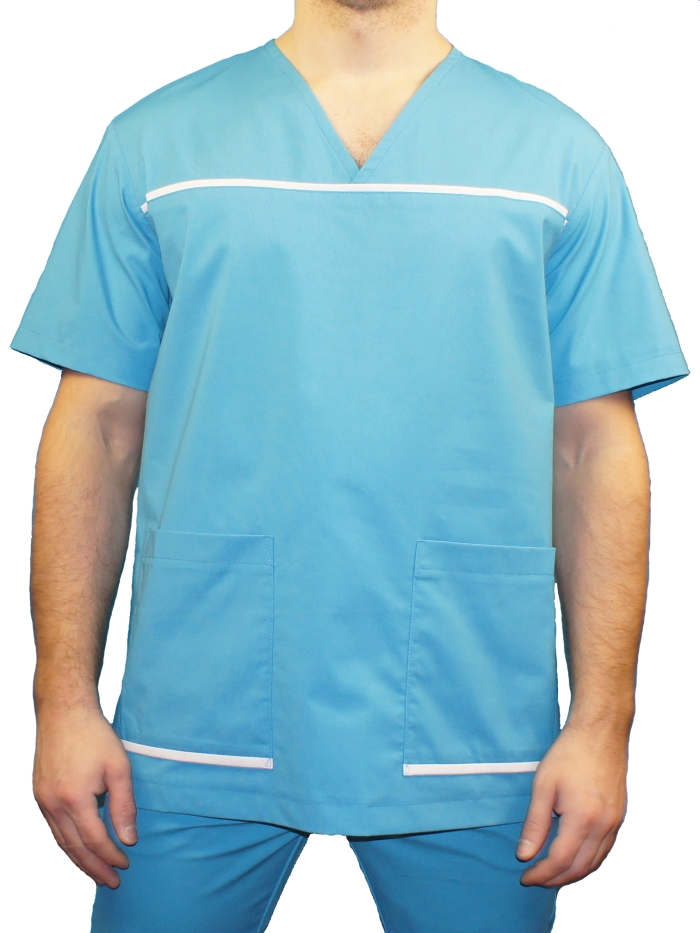 голубая медицинская рубашка, медицинская рубашка голубая для мужчин